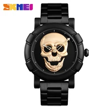 SKMEI Skull часы мужские часы люксовый бренд кварцевые часы спортивные водонепроницаемые из нержавеющей стали мужские Wristatch Reloj военные часы 9178