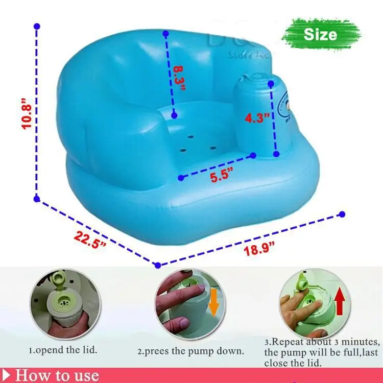 Обновлено ванна сиденья стул младенца надувной диван портативный синий стул играть в игру диванную дети учатся стул