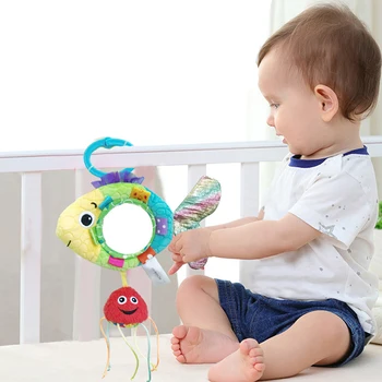 

Baby Accompany Toy Stuffed Plush Soft Rattles Toddler Car Hanging Mirror Toys Fish Shaped Rattle Toys Education Rattle