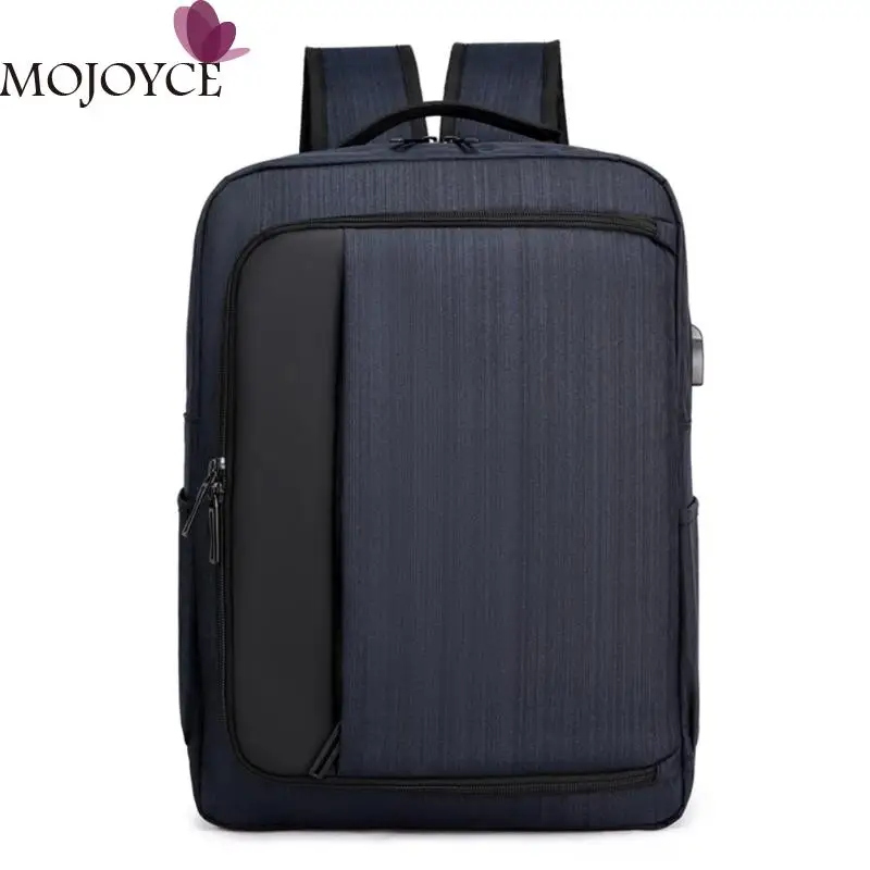 

Boys Fashion Solid Color USB Charging Travel Backpacks Men Large Capacity Male Business Oxford School Shoulder Bags Knapsack