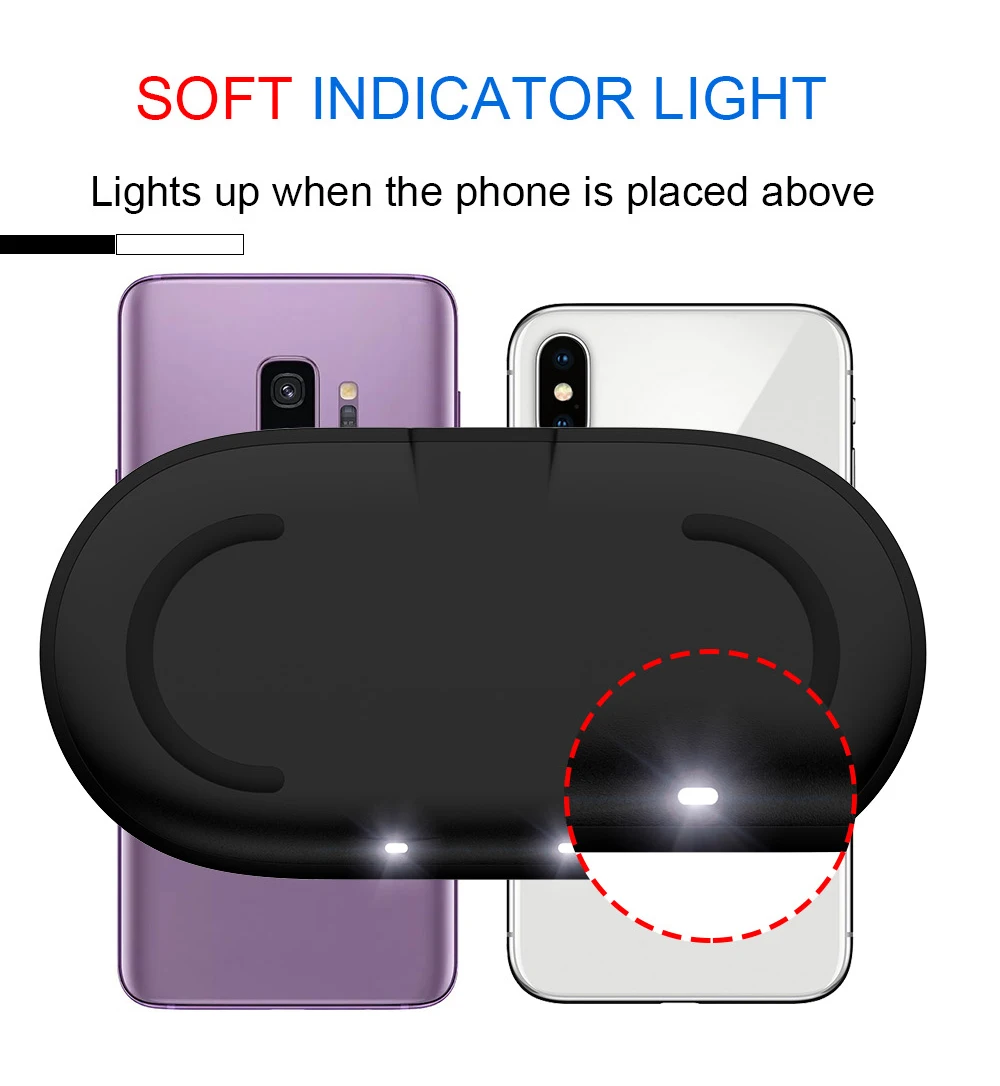 NYFundas 2-in-1 Wireless Charger For iPhone X 8 8 Plus Samsung Galaxy S9 Note 9 S8 S7 Plus S6 Edge Induction Charging Pad QC3.0 (7)