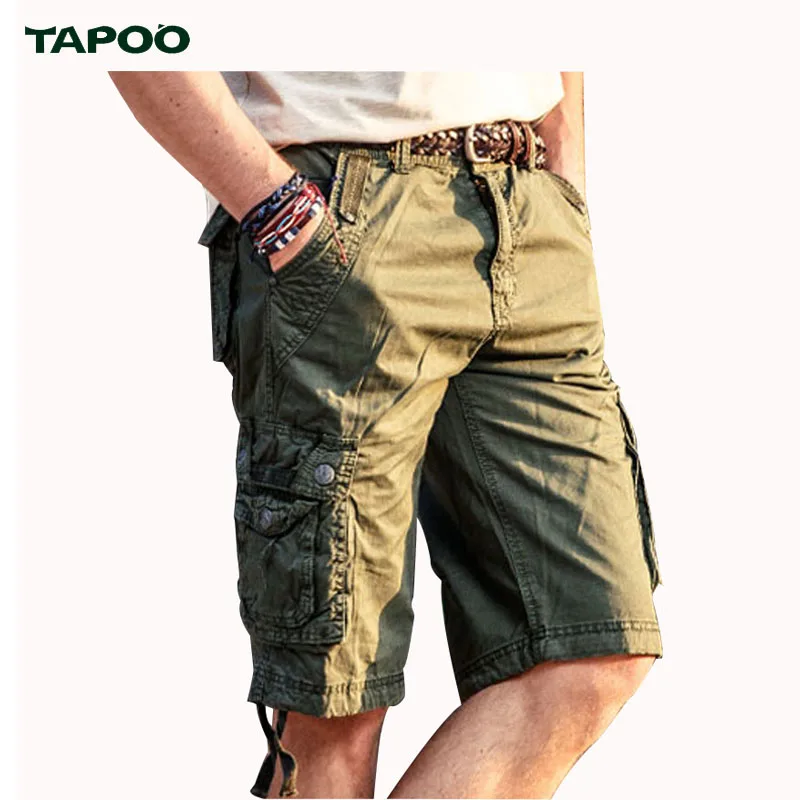 TAPOO Solid Color Summer Shorts Men Leisure Top Selling Knee length Mid