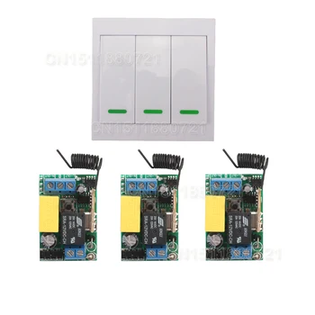 

AC 220V 3CH Channel Remote Control Switch Wall Panel Wall Transmitter Remote Home Room Stairway Light Lamp Bulb LED RX TX