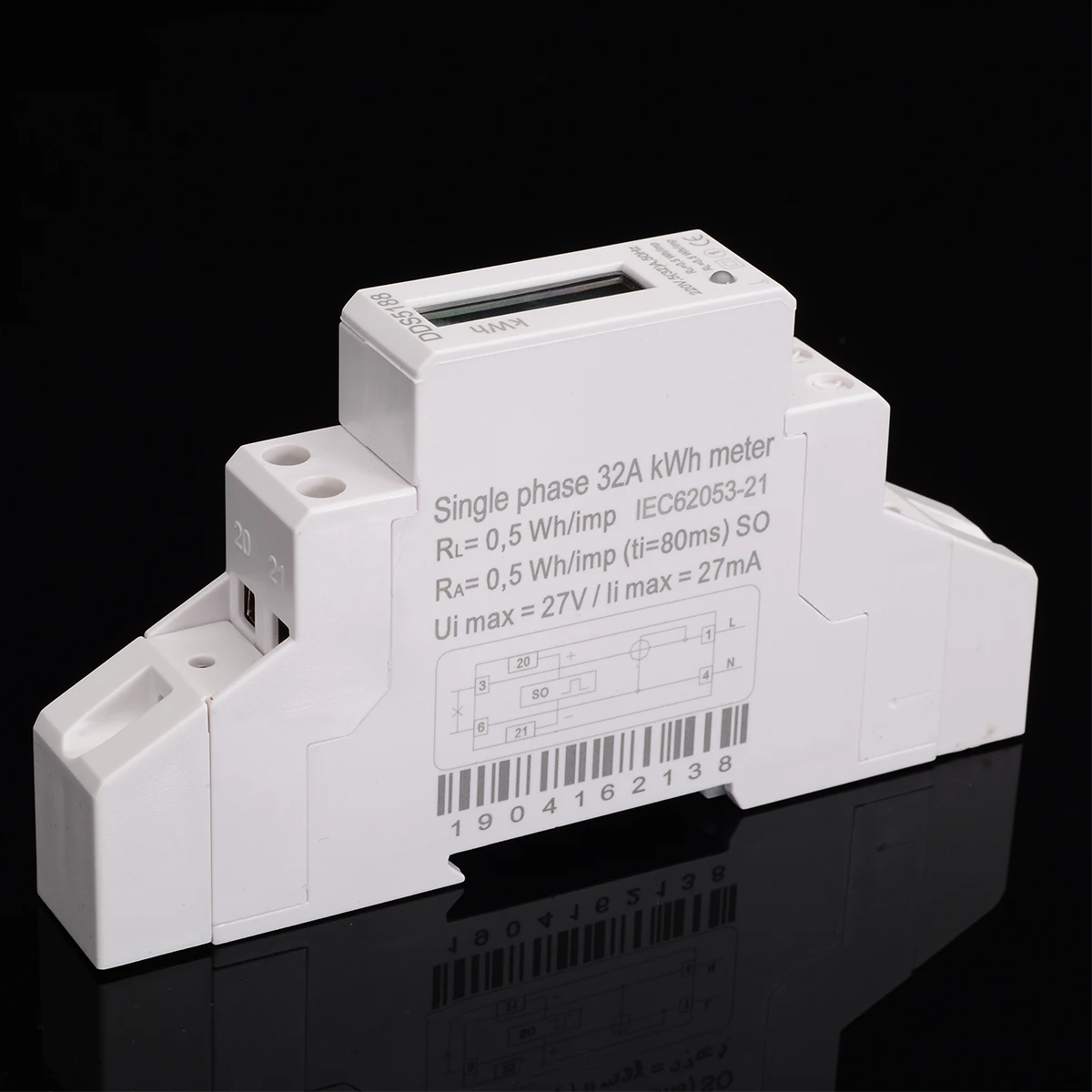

1pc DIN Rail Meter DDS5188 LED AC Meter Electric Meter KWH LCD 5 (32)A For DIN Rail With S0 Port Backlight Guide