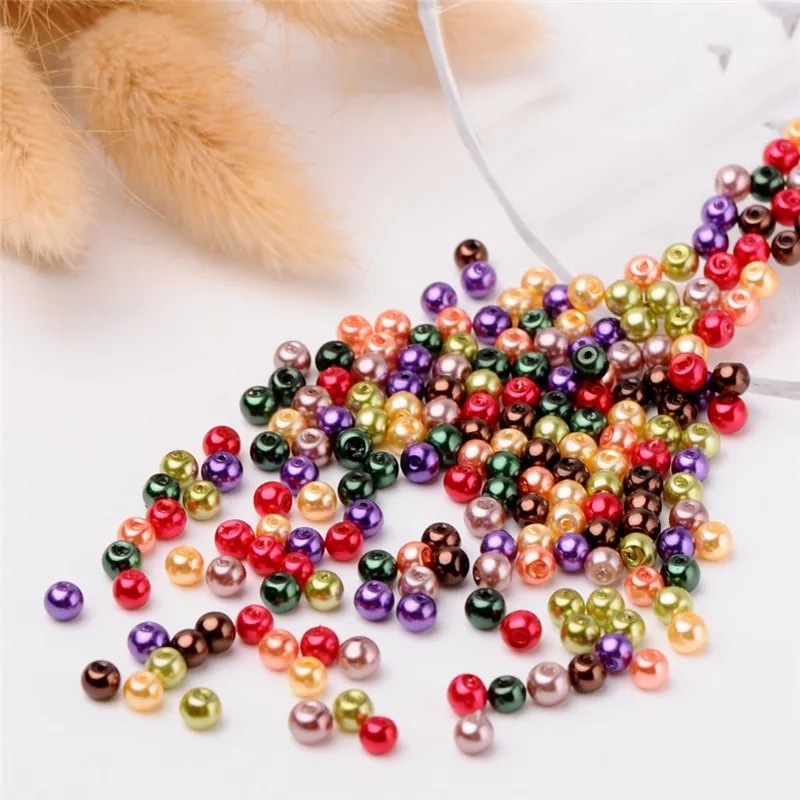 Pandahall 4/6/8mm Glass Pearl Beads Mixed Color Pearlized Beads Round For Jewelry Making DIY Bracelets Hole: 1mm Free Shipping