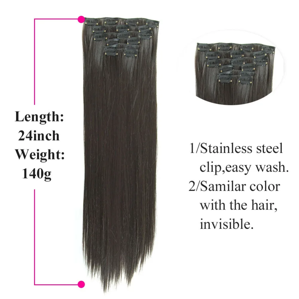Deyngs 16 Clips In Hair Extensions Natural Straight Hairpiece