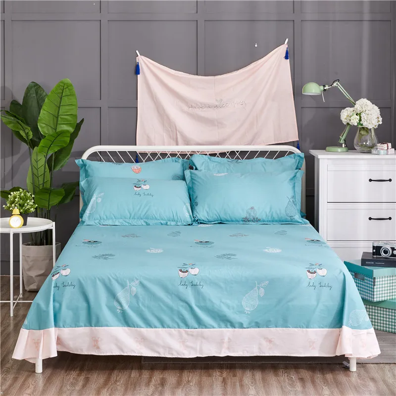 

Emerald Solid Color+Potted Pattern 3Pcs Flat Sheet 100% Cotton Soft Bed Sheet For Child Kids Adults Pillowcase 250x270cm Size