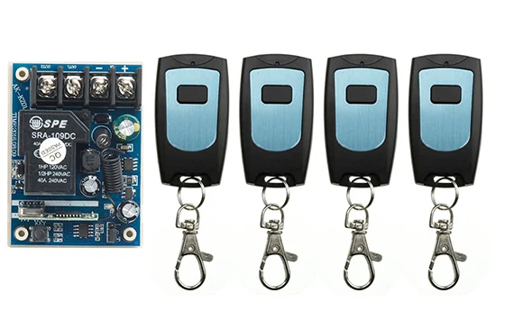 

New DC12V 24V 36V 48V 1CH Remote Control Light Switch Relay Output Radio Receiver Module and 4 *Waterproof Transmitter
