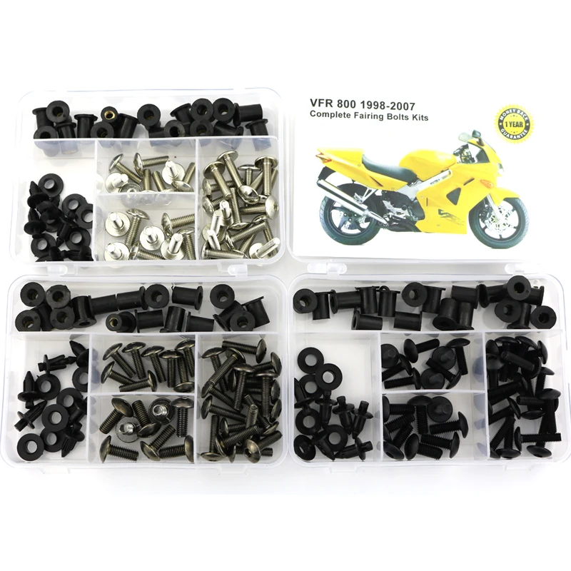 

For Honda VFR800 1998-2007 Motorcycle Complete Full Fairing Bolts Kit Bodywork Screws Nut Side Covering Screws Bolts Steel
