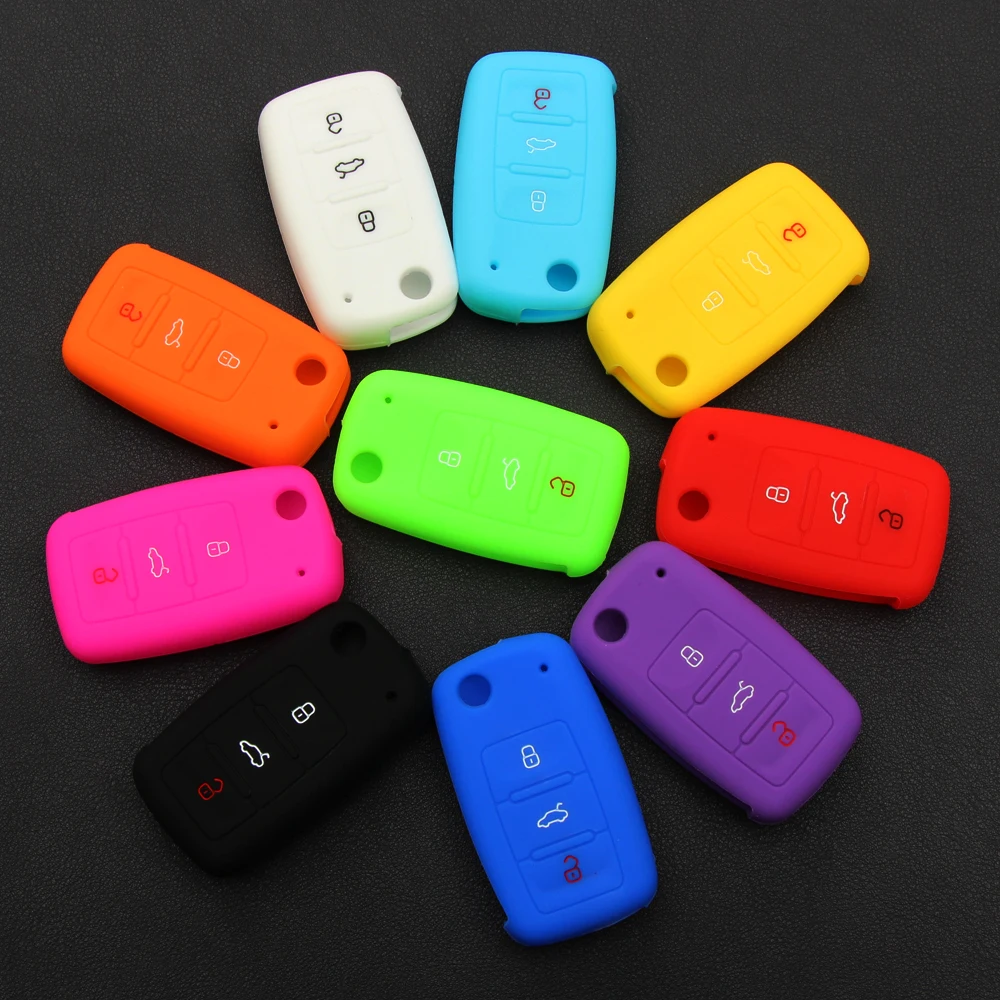 

car remote key chain silicone protection case holder shell cover for Skoda Octavia Fabia Rapid Superb