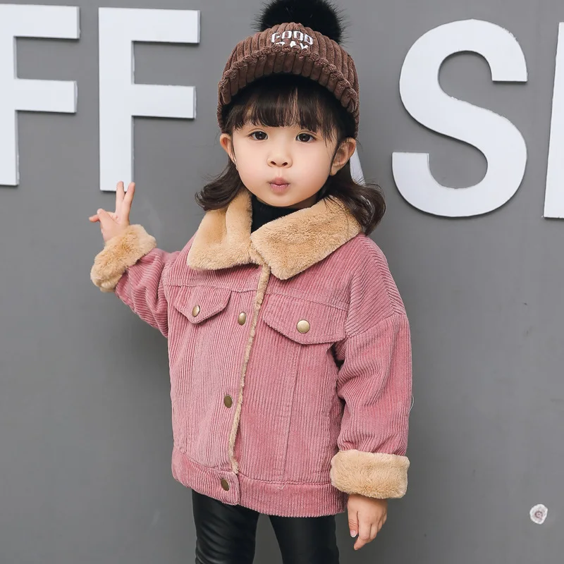 Baby Girls Winter Warm Thickening Lamb Wool Coats Turn down Collar