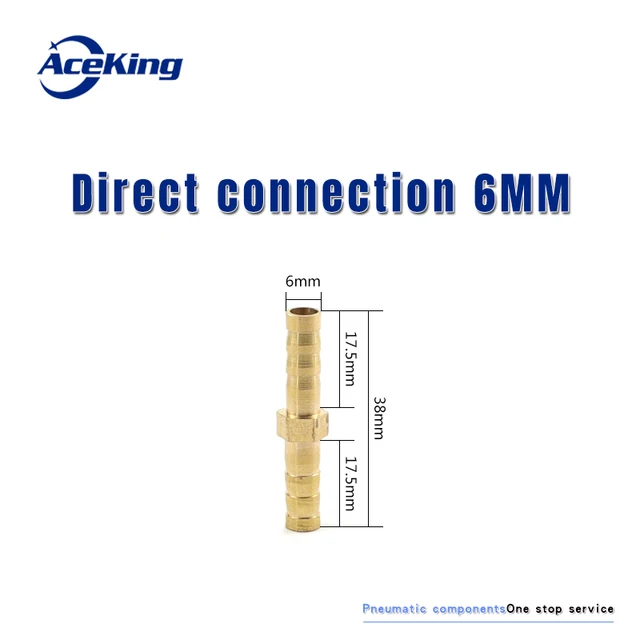 All copper pagoda joint y-type gas pipe three-way gas pipe straight hose joint fitting t-type three-way four-way joint gree head two-way 6MM