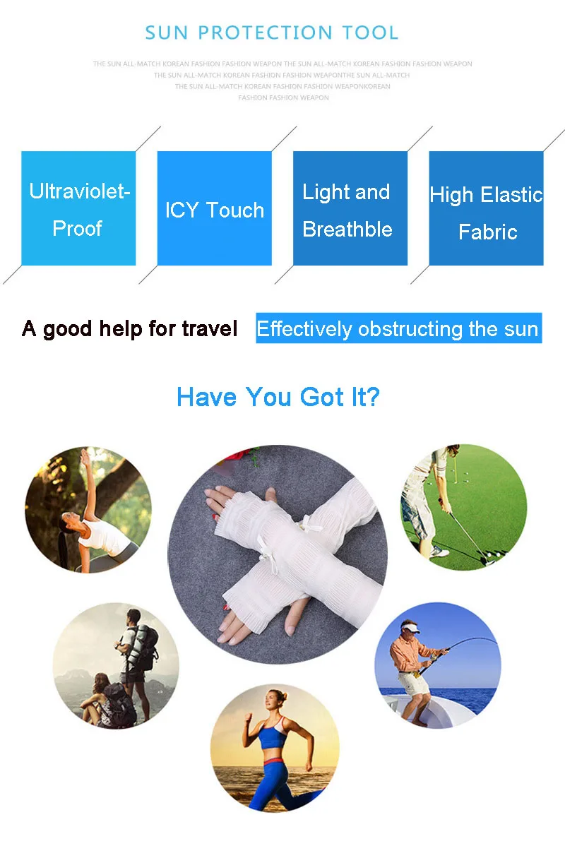 58cm Long Summer Lace Sun Gloves Femme Fingerless Gloves  Anti-UV Sunscreen Protection Ice Silk Eldiven Ladys Driving Gloves (16)