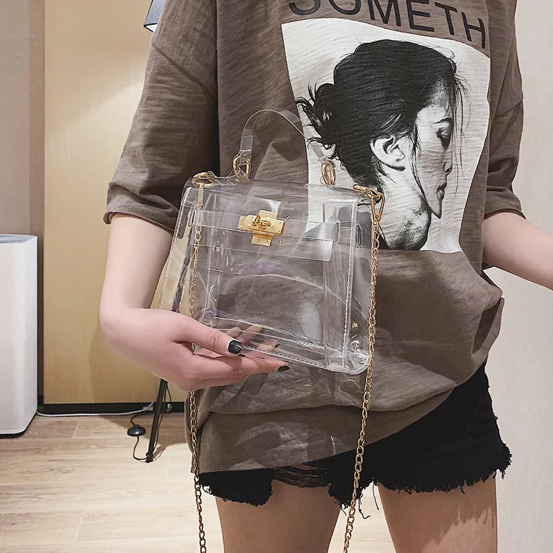 Beste PVC Heldere Gelei Tas Voor Vrouwen 2019 Luxe Handtassen Vrouwen Tassen Designer Transparante Portemonnees en Handtas Crossbody Bag sac een belangrijkste