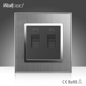 

Double RJ11 TEL Socket Wallpad 110-250V Satin Metal Frame UK EU Standard 2 Double TEL Telephone Phone Jack Plug Port Wall Socket