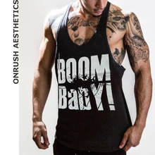 ОА Лидер продаж 'Boom Baby' Фитнес натуральный хлопок без рукавов Жилеты Для Мужчин's Повседневное Бодибилдинг тренировки пуловер дышащие топы
