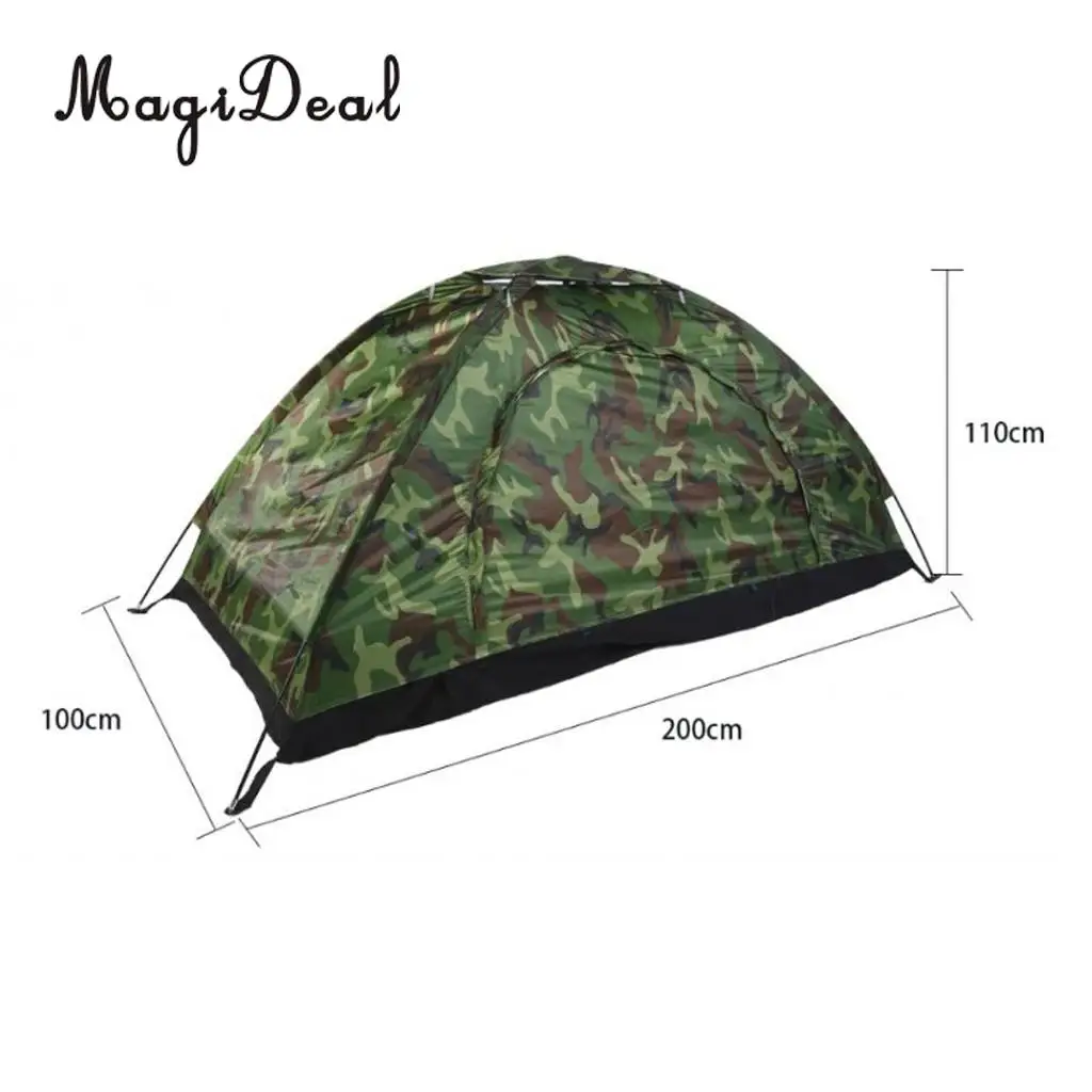 MagiDeal Outdoor Waterproof Windproof Anti-UV Single Camouflage Tent with Tent Nails and Storage Bag