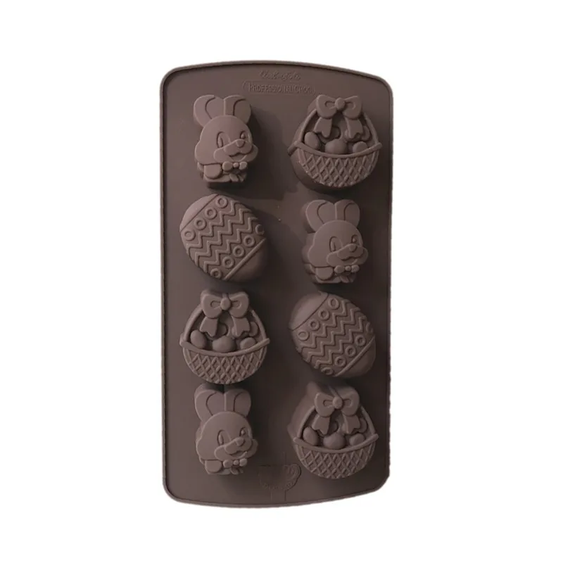 Новые 8 даже пасхальные яйца силиконовые формы шоколада корзина в форме кролика формы помадки конфеты бар украшения торта инструменты