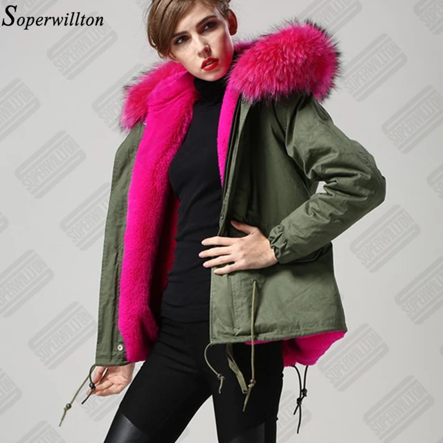 Cheap 2016 New Lady Parkas Female Jacket Real Large Raccoon Fur Winter Coat Women Jacket Coats Collar Thicken Warm Padded Cotton D003