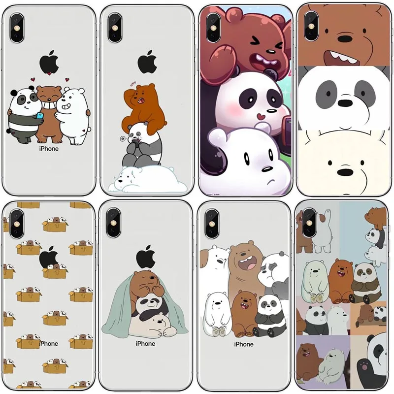 

3D Cute Cartoon We Bare Bears brothers funny toys soft phone case For iphone 5S SE XS Max 6 6s 7 8 plus 4S 5C 10 XR cover