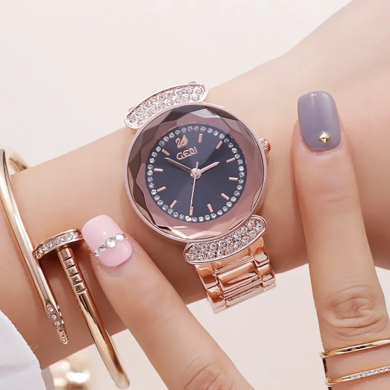 

New Women's Watches Rhinestones Rose Gold Ladies Watch Women Bracelet Wrist Watches Clock relogio feminino saat reloj mujer