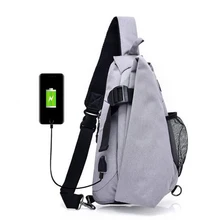 Мужская нагрудная сумка, парусиновая зарядка через usb, мужские сумки через плечо, повседневная спортивная сумка через плечо, мужские нагрудные сумки