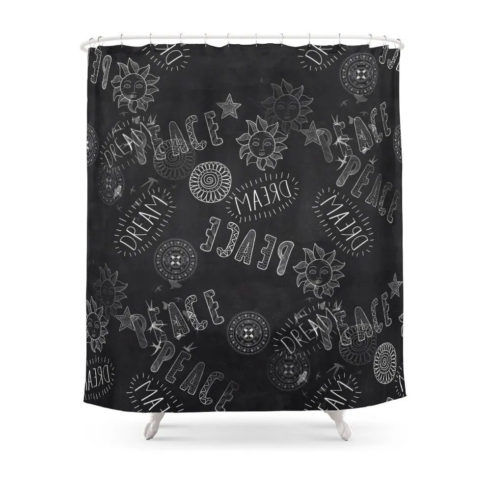 Dream Of Peace On Chalkboard Shower Curtain Waterproof Polyester Fabric
