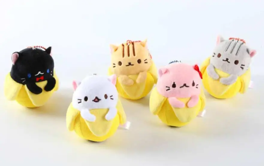 Милые кошки личи японского аниме фильм Bananya плюшевые куклы брелок игрушка сумка кулон горячий подарок для жениха 5 цветов animegift - Цвет: Цвет: желтый