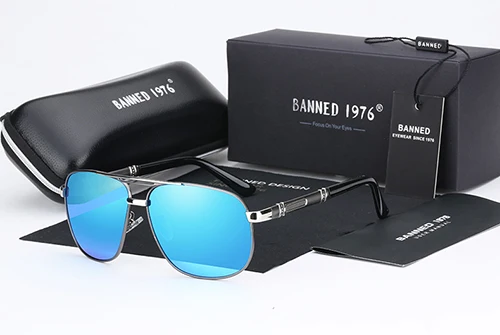 Новинка, мужские брендовые солнцезащитные очки, HD поляризационные мужские модные HD поляризационные солнцезащитные очки, крутые оттенки, высокое качество, подарочный чехол - Цвет линз: silver blue