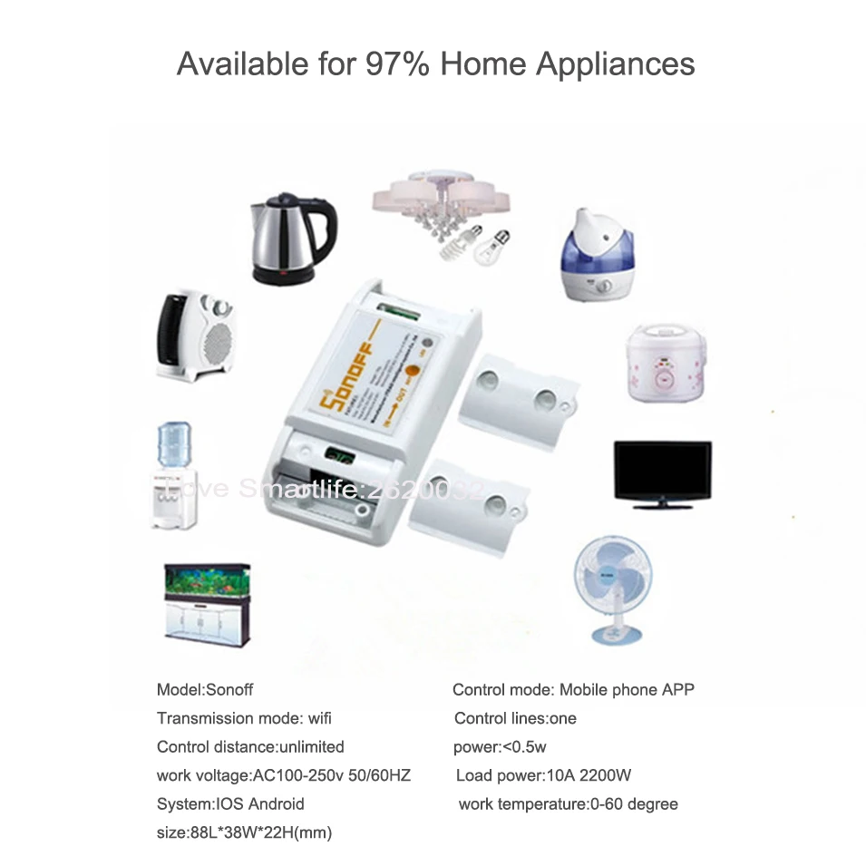 ITEAD Sonoff Wifi Wireless Remote Control Smart Switch RF433 Universal Module Timer Switch Socket Smart Home Modification APP-4