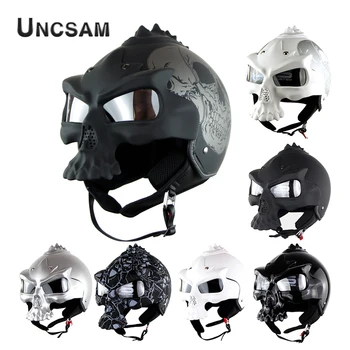 

A-Hot Personality ABS Material Skull Helmet Motorcycle Half Helmet Summer Helmet Locomotive Electric Car Helmet