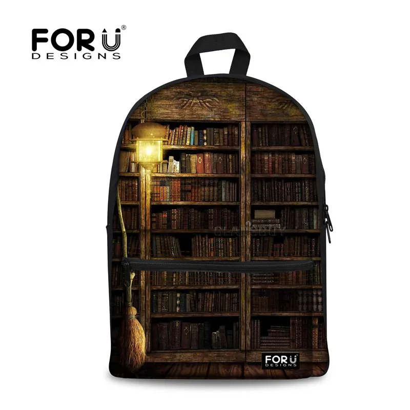 H5978J FORUDESIGNS/винтажная книжная полка с принтом, детские школьные сумки, забавный игровой котенок, холщовый рюкзак для девочек-подростков, холщовые рюкзаки - Цвет: H5978J
