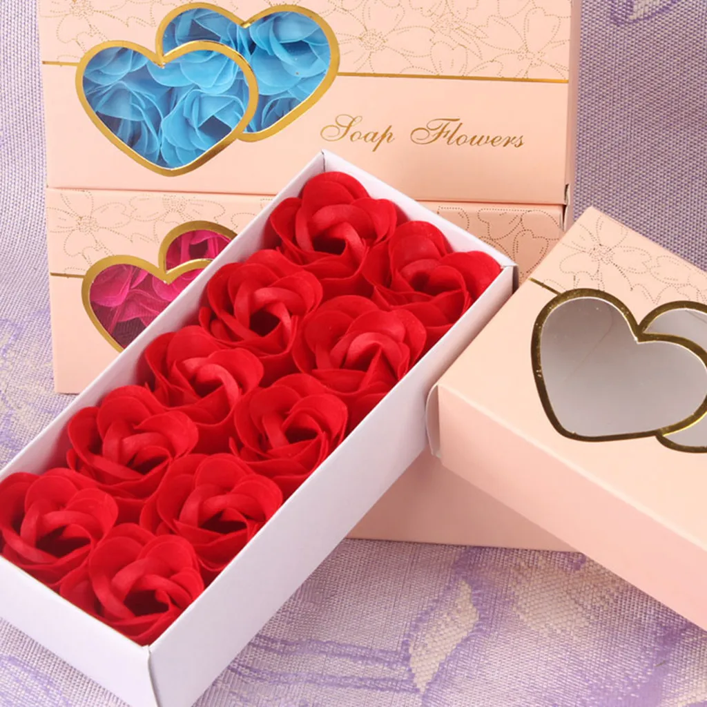 Коробка в форме сердца, цветок розы, ароматизированное мыло в виде лепестков роз для тела, свадебное украшение, подарок, лучшее 10 шт бумажное необычное мыло, аромат# Y40 - Цвет: Красный