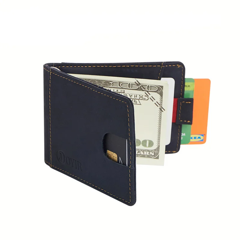 

KUDIAN BEAR Men Money Clip Wallet With Front Pocket Vintage Cow Leather Men Wallets Rfid Designer Clamp For Money-BIK084 PM49