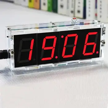 

Factory Wholesale Free Shipping DIY 4 Digit LED Electronic Clock Kit Temperature Light Control Version