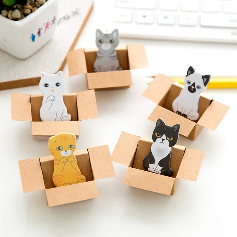 

Cute Kitty House Cat Dog Memo Pads Bookmark Sticker Label Sticky Notes Paper Pad Bookmarks Stationery Message Planner C26