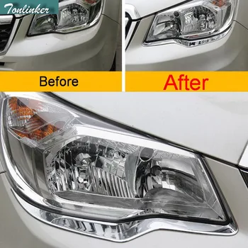 

Tonlinker 2 Pcs DIY Car Styling ABS Chrome Front headlight decoration sticker Cover Case stickers for SUBARU Forester 2013-16