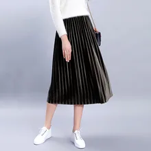 Бархатные юбки женские повседневные юбки с высокой талией однотонная плиссированная юбка WS4727R