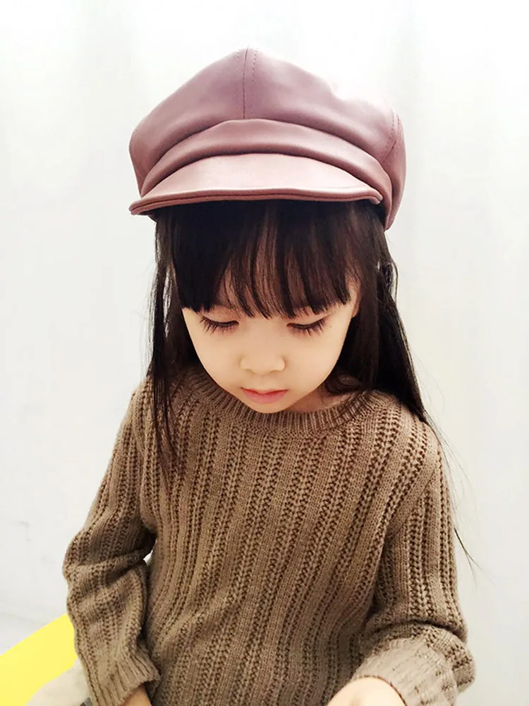 Doitbest/Детские береты на возраст от 2 до 7 лет осенний кожаный берет для мальчиков и девочек, шапки, корейская детская кожаная шапка, теплая однотонная французская шапка для мальчиков и девочек