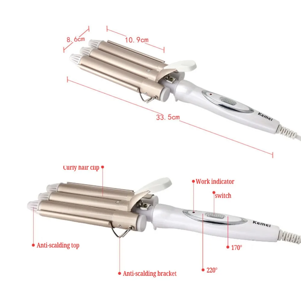 Pro щипцы для завивки волос электрические щипцы для завивки волос керамические Тройные Бочки для завивки волос Волнистые Инструменты для