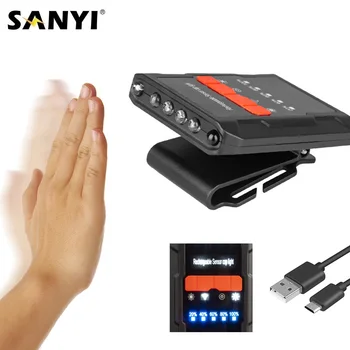 

Motion Sensor LED Cap Light USB Rechargeable Headlight Headlamp Cap Hat Head Lamp Clip on Flashlight Night Fishing Running Lamp