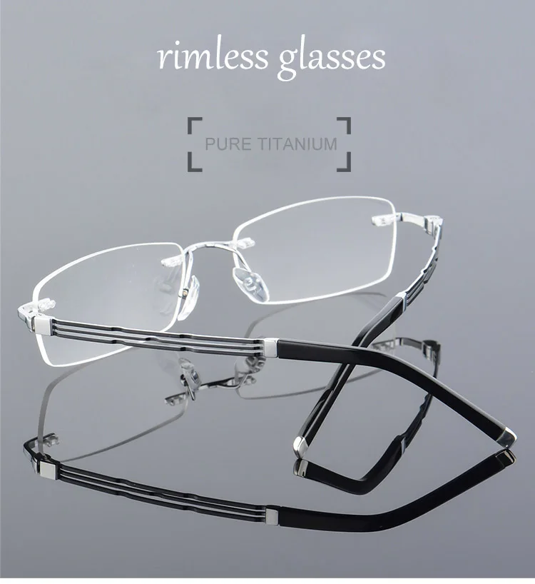 QIANJING новые чистые титановые модные Нежные мужские очки для глаз с бриллиантами без оправы для очков для мужчин близорукость дальнозоркость 603