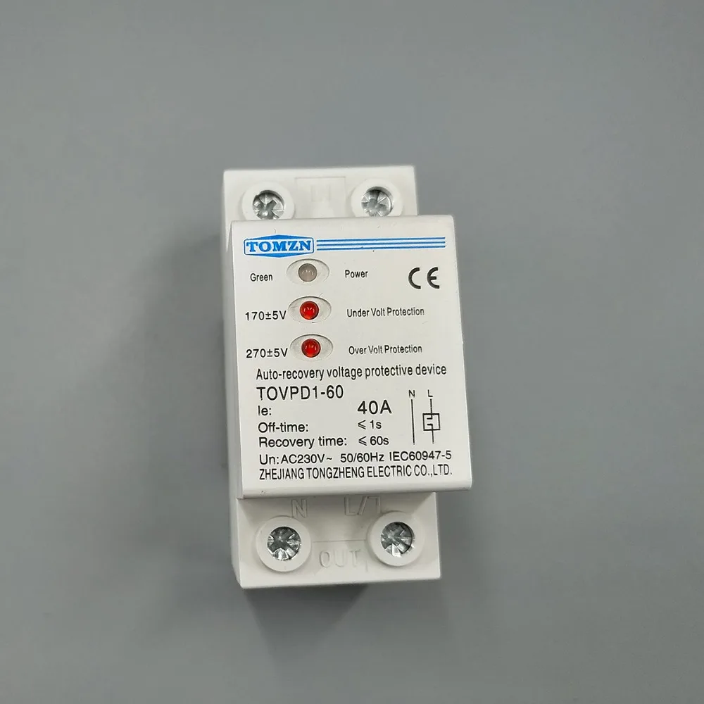 dispositivo de proteção, trilho DIN, 3 LED, 40A, 230V, relé de proteção