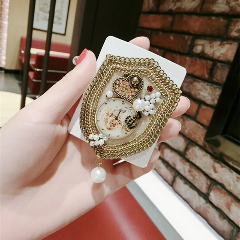 2019 Hand-woven Chain Geometric Pearl Brooch of European and American Style Series | Украшения и аксессуары