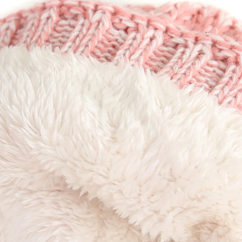 Зимняя детская шапка, шарф, комплект, зимняя теплая Толстая бархатная вязаная шерстяная шапка бини, толстая ветрозащитная вязаная шерстяная теплая шапка