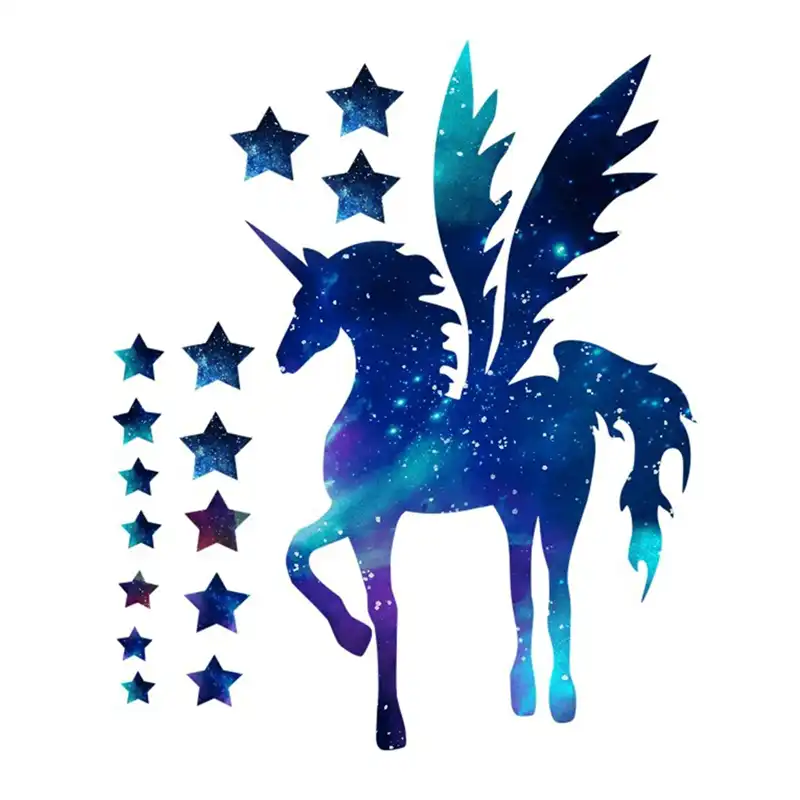 Karikatur Galaxy Tek Boynuzlu At Yildiz Duvar Cikartmalari Diy Ev Duvar Cikartmalari Cocuk Oturma Odasi Yatak Odasi Duvar Kagidi Kiz Odasi Dekor Aliexpress