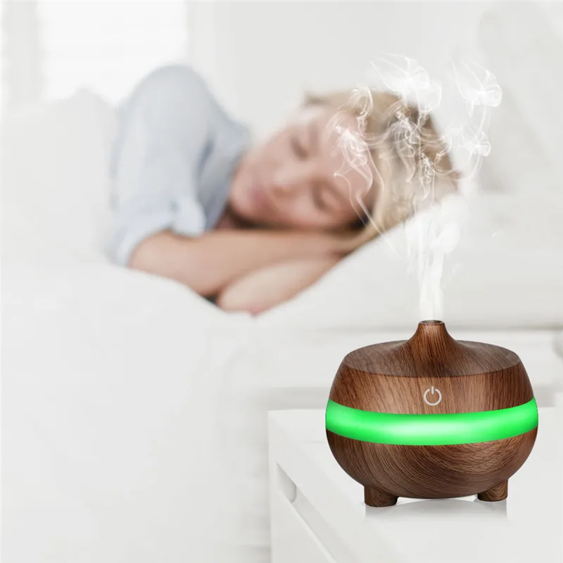  Wooden Grain Air Humidifier USB Aromatherapy  Diffuser Ultrasonic with Colorful Light Essential Oil Aroma Diffuser9