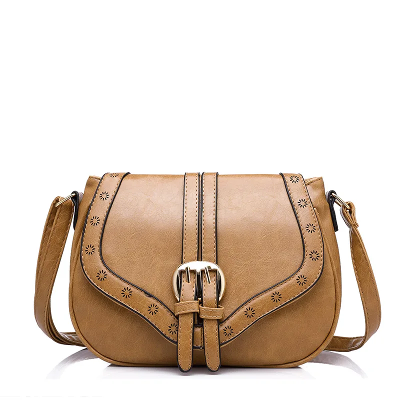 Женская сумка через плечо LOVEVOOK, повседневная сумка с регулируемым ремешком, седельная сумка с перфорацией, изготовлна из искусственной кожи - Цвет: khaki