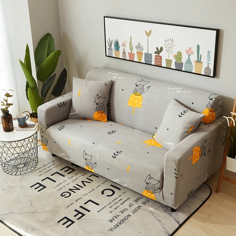 Cartoon Fox Universal Stretch Sofa Slipcovers For Living