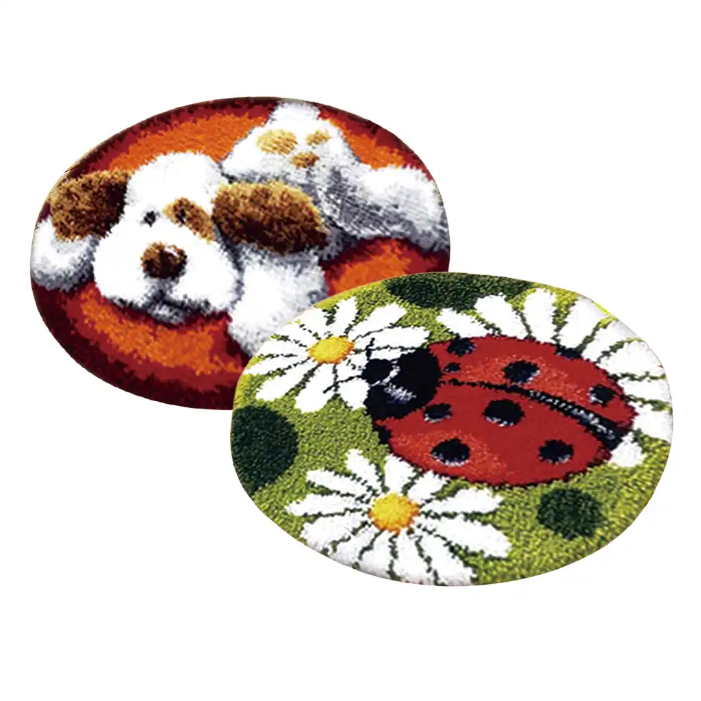 セットの 2 Diy てんとう虫犬ラッチフックキット敷物作る工芸品子供のための 大人刺繍動物パターン Latch Hook Aliexpress